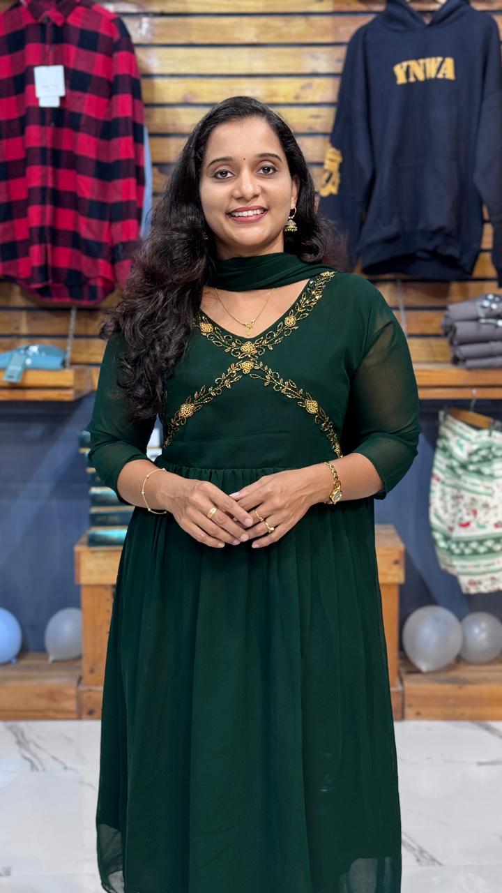 georgette hand work kurti with shawl olgh602 - Image 2