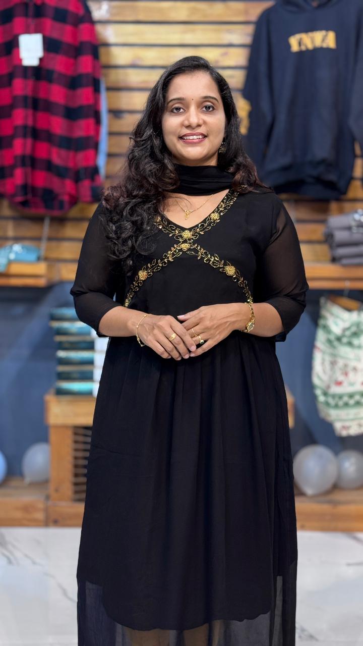 georgette hand work kurti with shawl olgh602 - Image 1