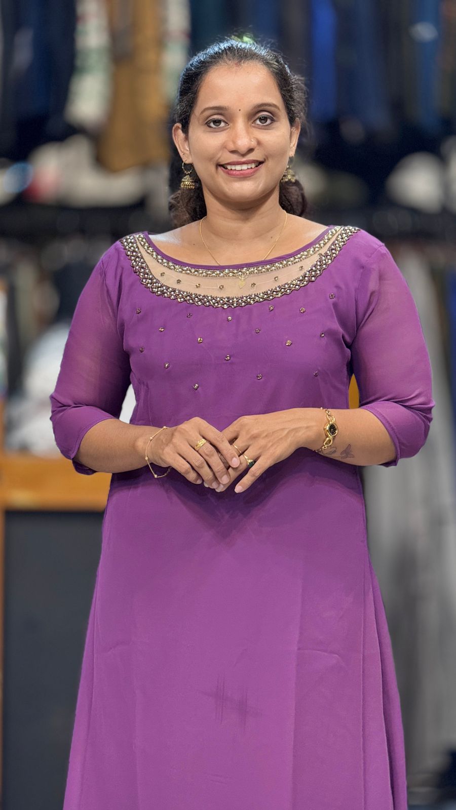 georgette hand work kurti olgh408 - Image 3