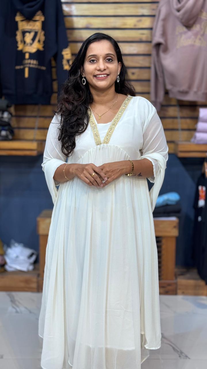 georgette top with shawl olgh604 - Image 3