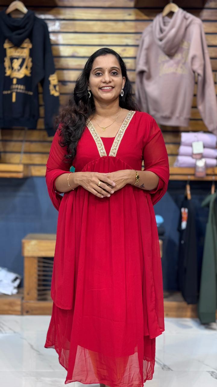 georgette top with shawl olgh604 - Image 4